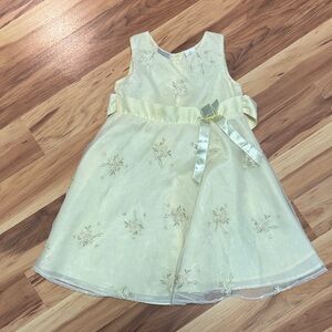 Charming Cream Floral Kids Dress with Satin Bow
